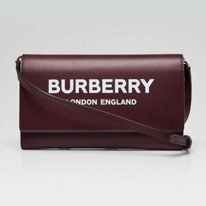 Burberry Mahogany Red Leather Hazelmere Wallet On Strap Bag